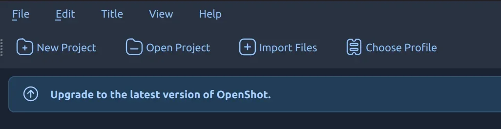 OpenShot update notification banner