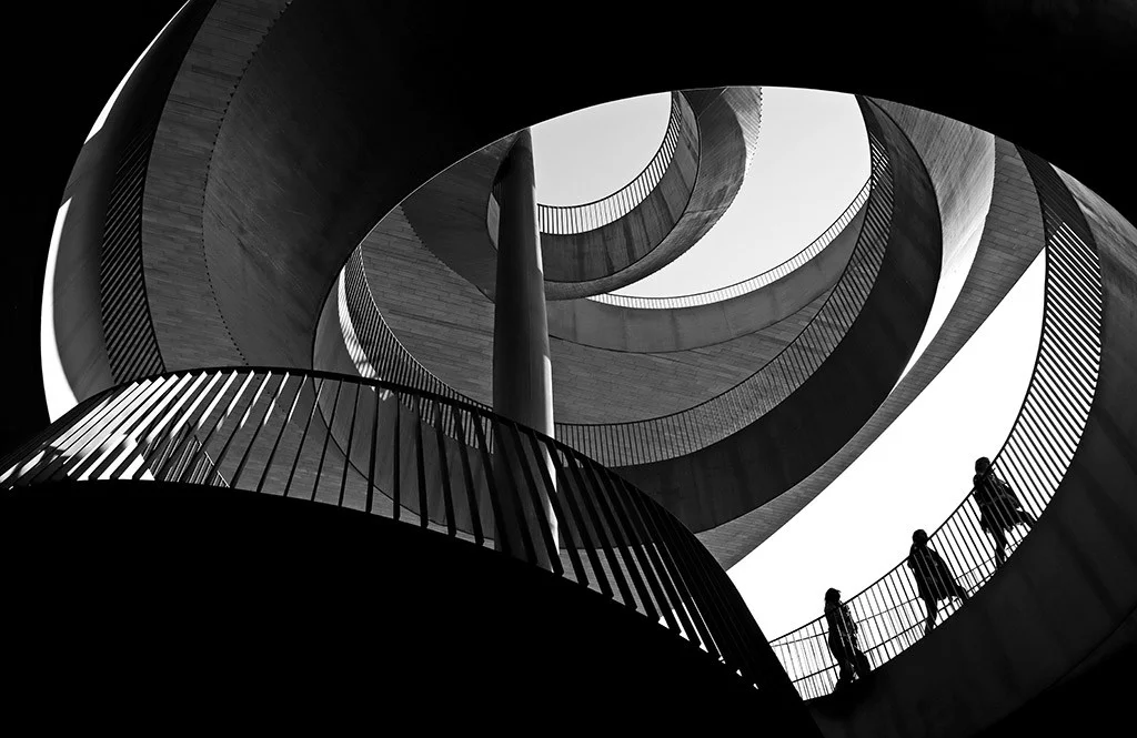 People interacting with architecture