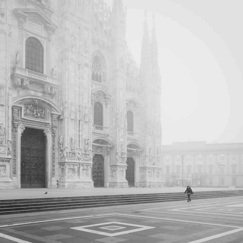 Misty view of Duomo in Milan