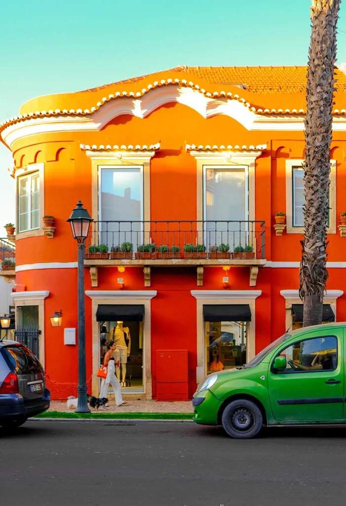 Photo of a bright orange building