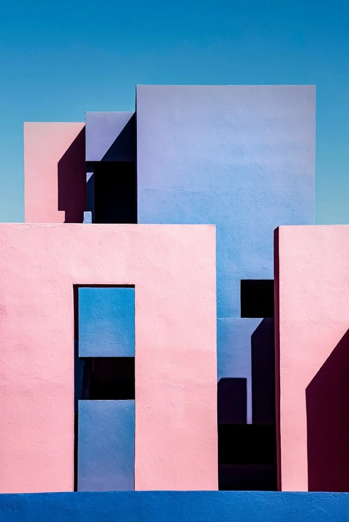 Colorful geometric houses in Calpe, Spain