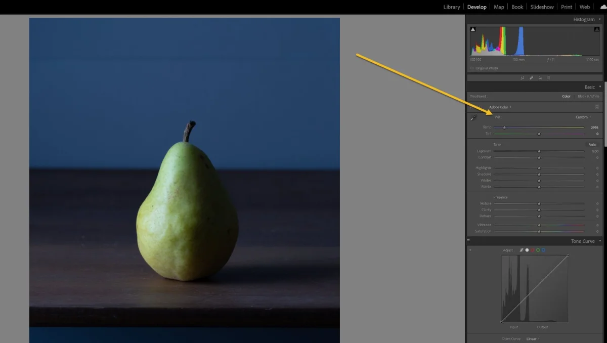 Adjusting white balance in Lightroom