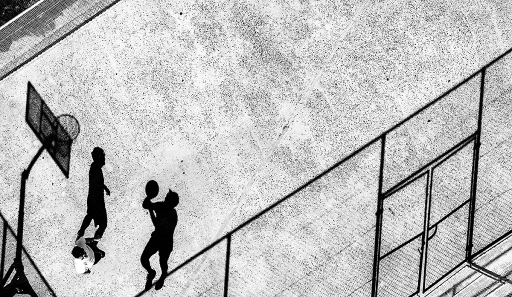 drove view of people playing basketball