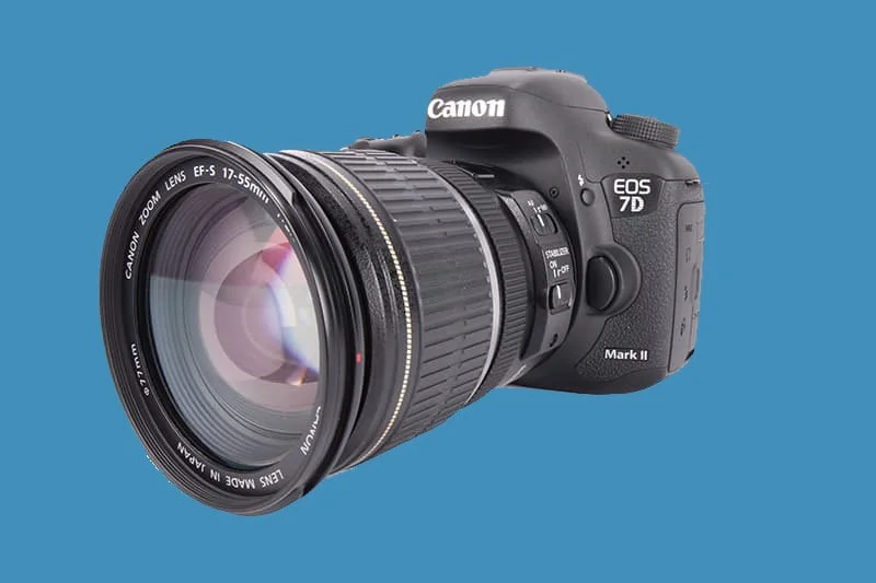 Canon EOS 7D Mark II product shot with lens