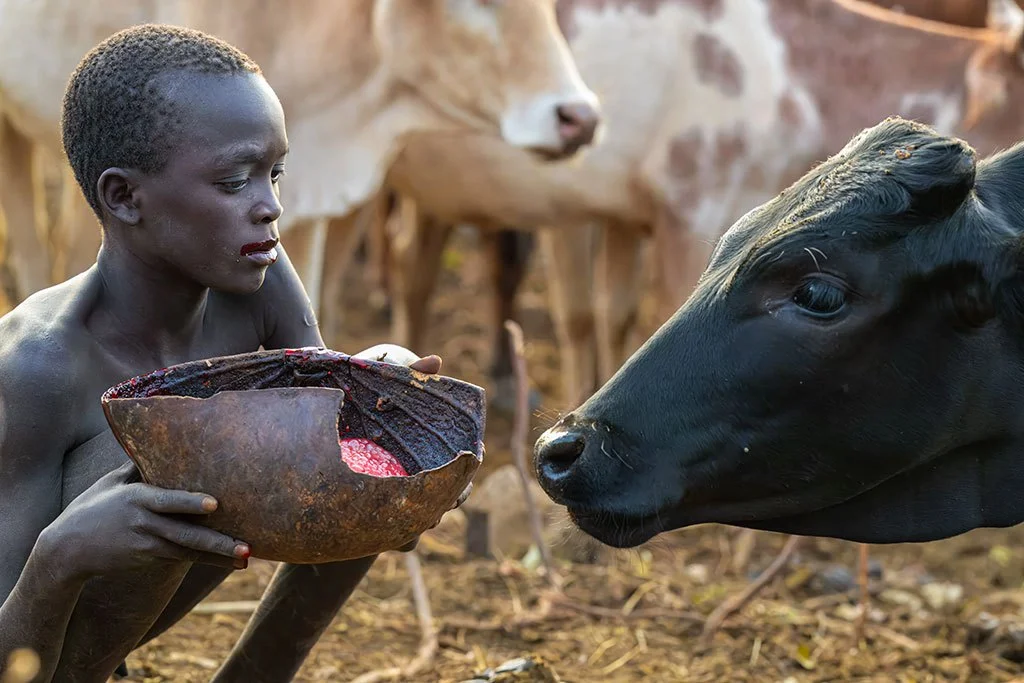 Ritualistic portrait of Suri tribe in Ethiopia