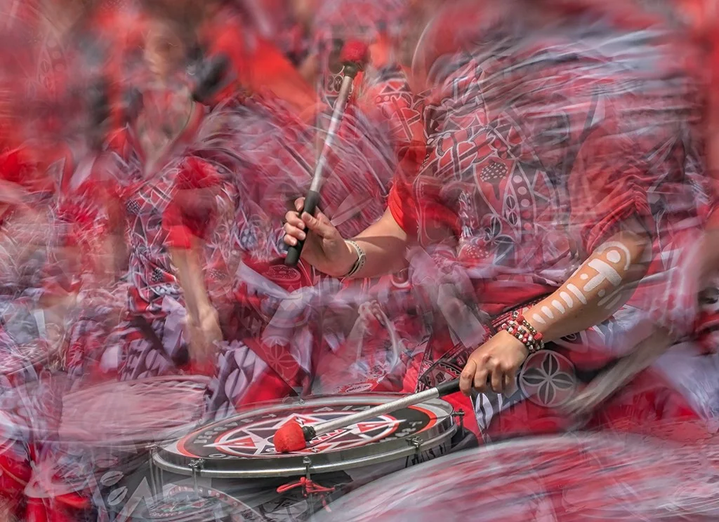 long exposure captured of drumming in action