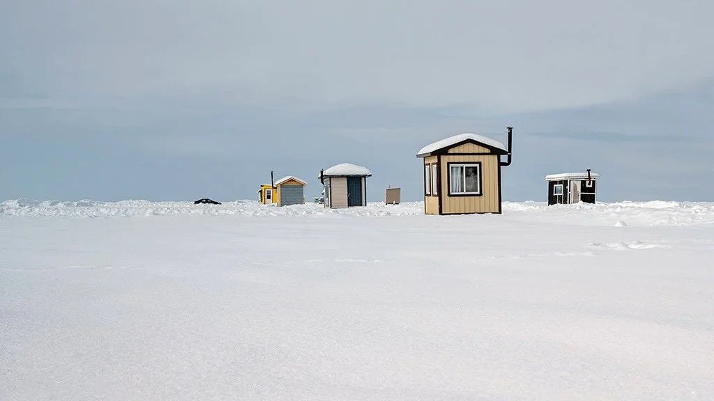 huts in the snow