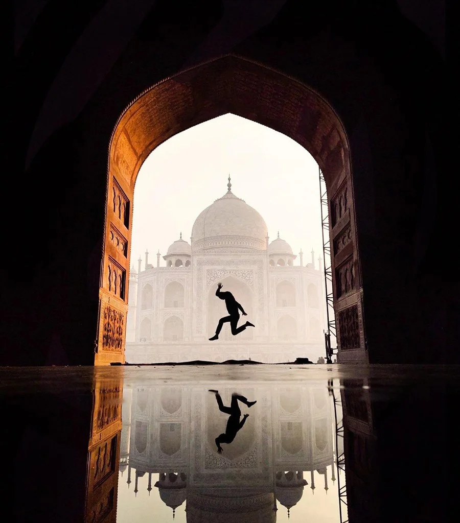Person jumping in front of the Taj Mahal, Young APOY action winner