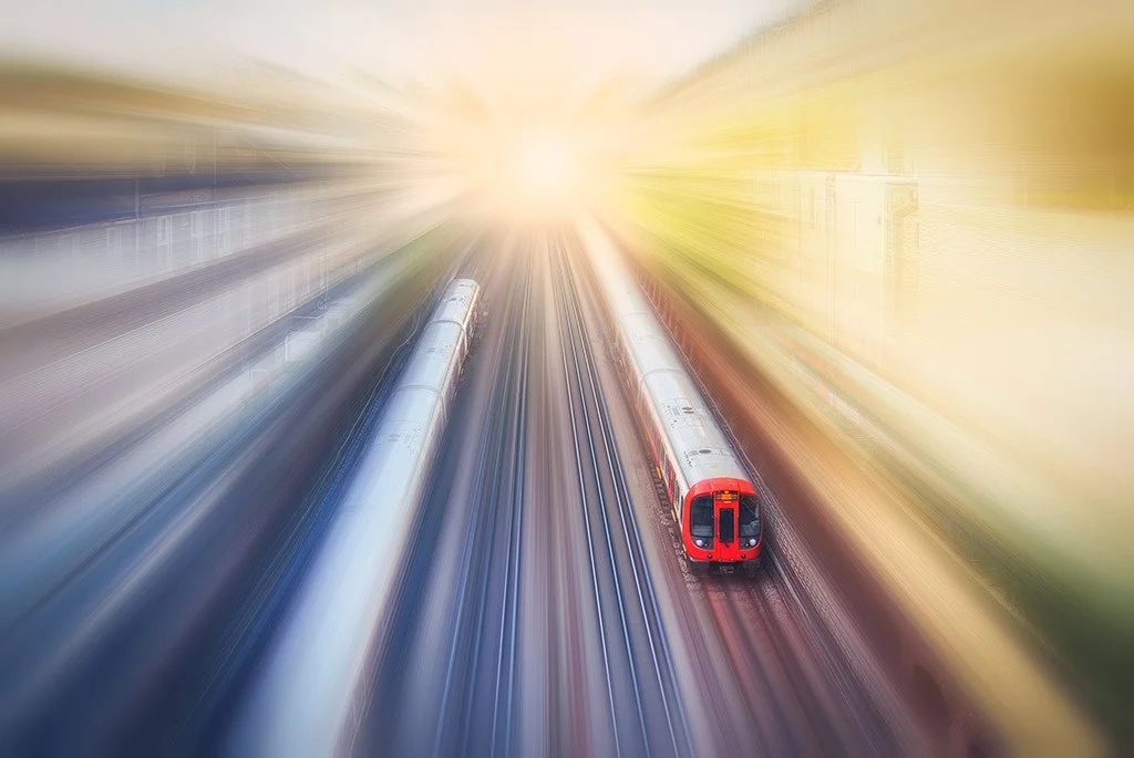 Long exposure of a train in action